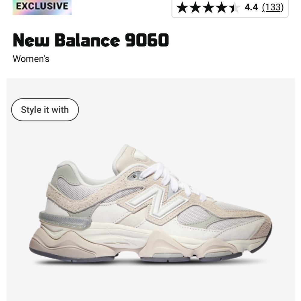 New Balance Cream Sneakers with Chunky Midsole and Mesh Upper